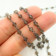 Smoky & Black Gem Stone Wire Wrapped Chain